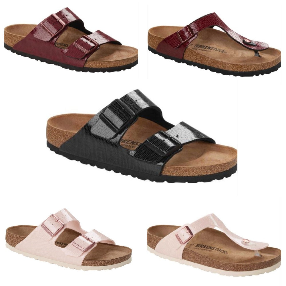 Birkenstock Gizeh Arizona Magical Metallic Maroon Rose Black Sandals BF Slides Flip Flops - Bartel-Shop