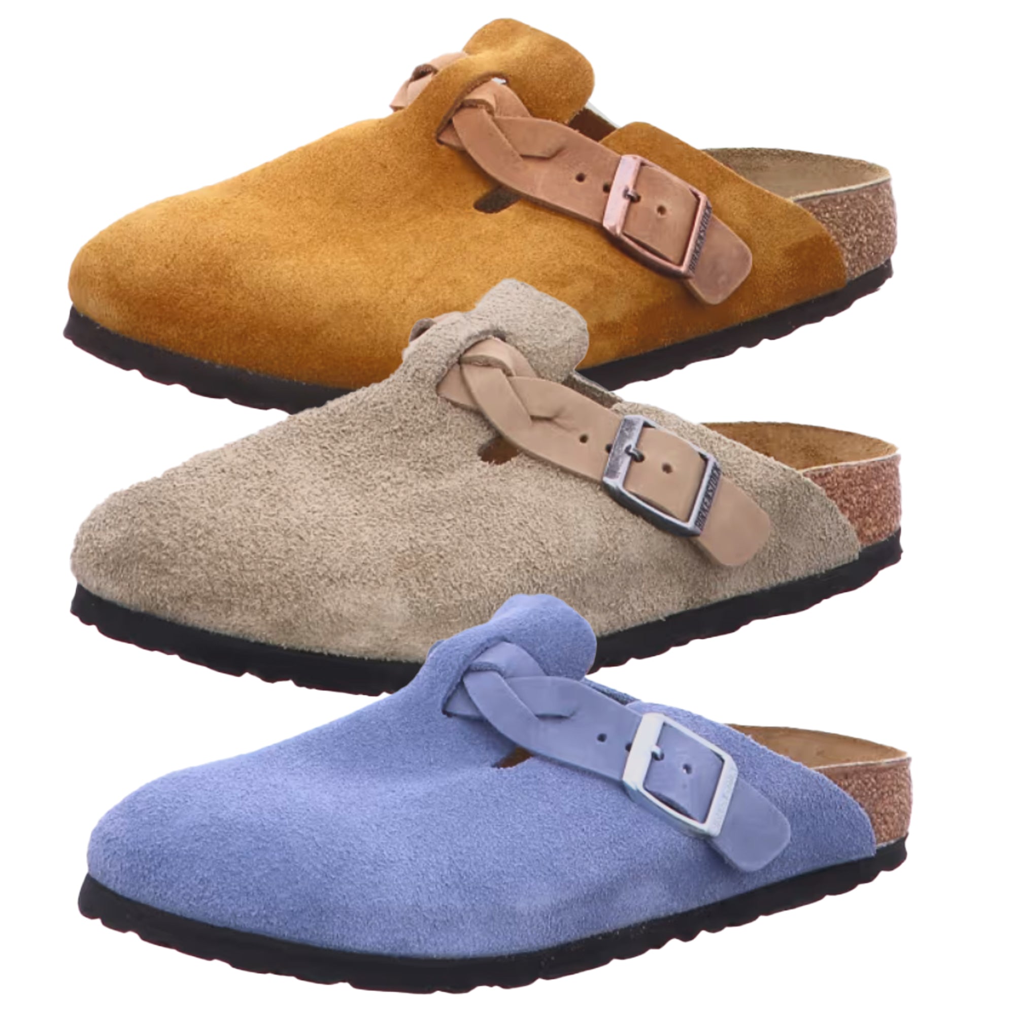 Birkenstock Boston Braided Suede Leather Sandals Clogs Mules Women Slippers Shoes