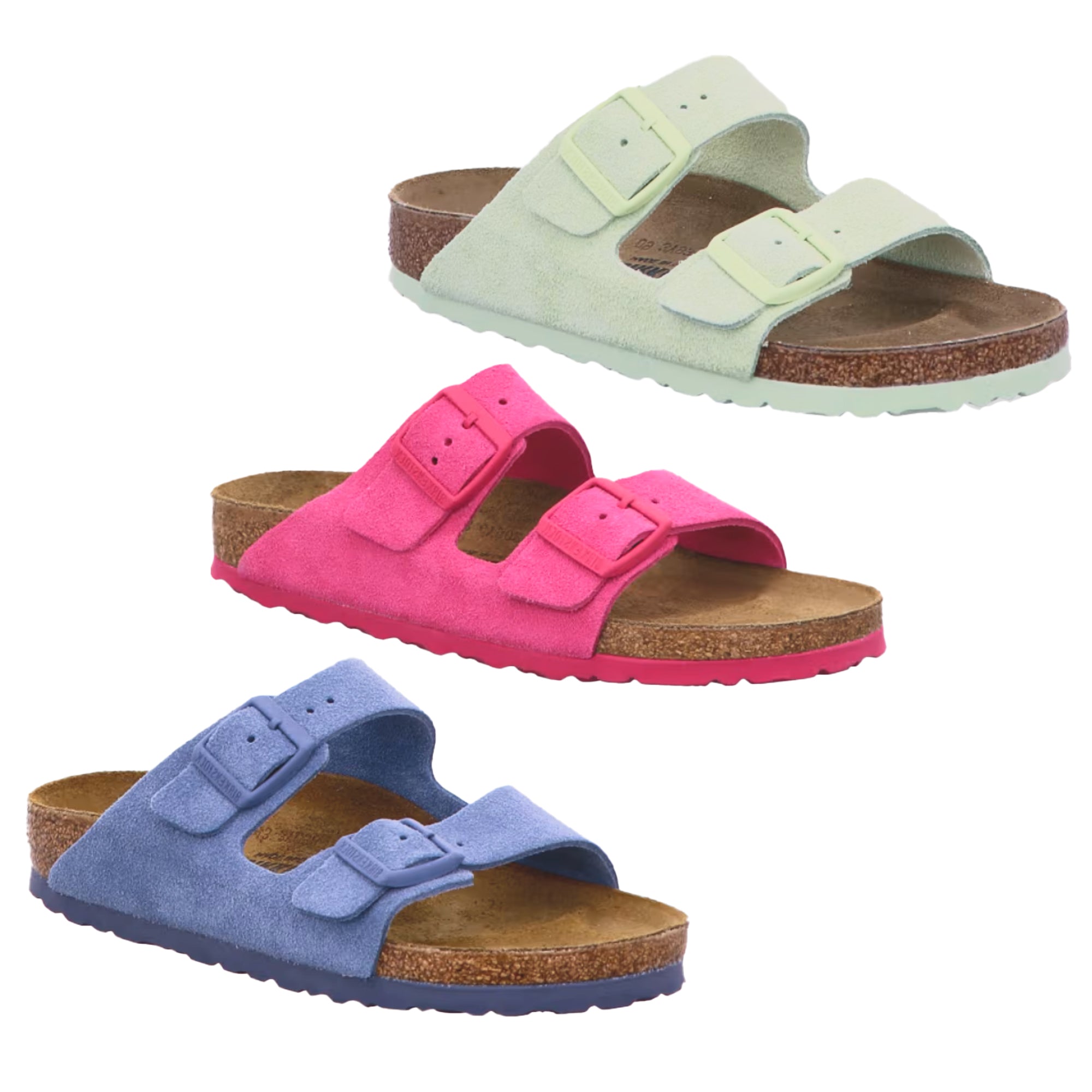 Birkenstock Arizona Suede Leather Sandals Slides Fuchsia Lime Blue Women Men Shoes