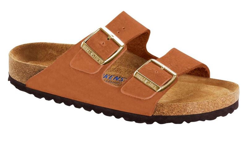 Birkenstock Arizona Granada Gizeh Pecan Nubuck Leather Sandals SFB Slides Orange - Bartel-Shop