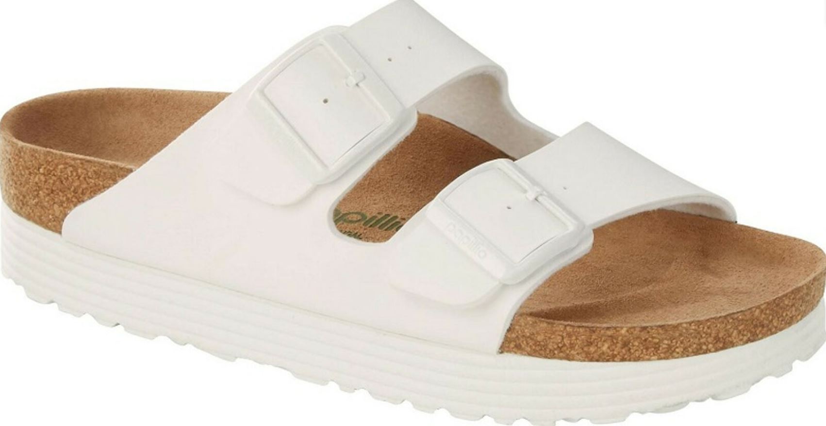 Birkenstock Arizona Vegan Plateau Platform Mocca White Black Sandals Slides High - Bartel-Shop