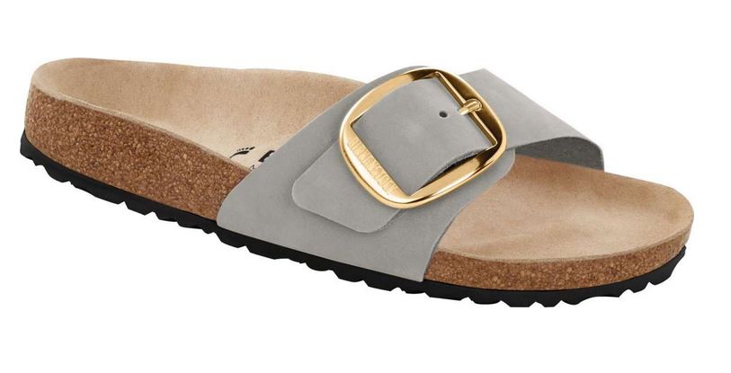 Birkenstock Madrid Big Buckle Cacao Old Rose Dove Gray Slides Sandals Nubuck Leather - Bartel-Shop