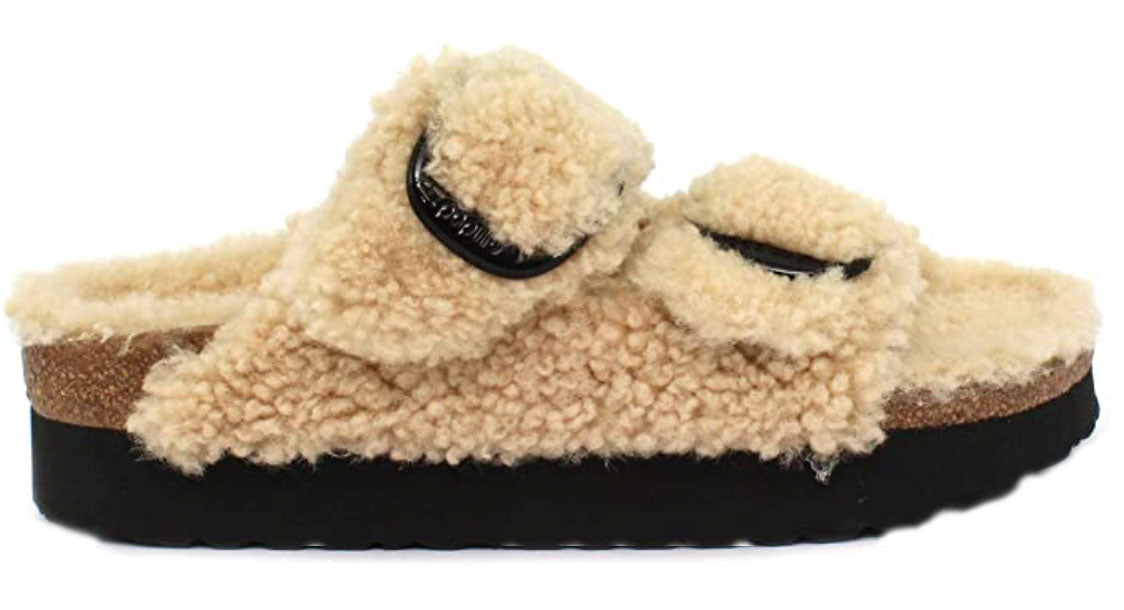 Birkenstock Papillio Arizona Big Buckle Teddy Shearling Plateau Sandals Slides Mules - Bartel-Shop