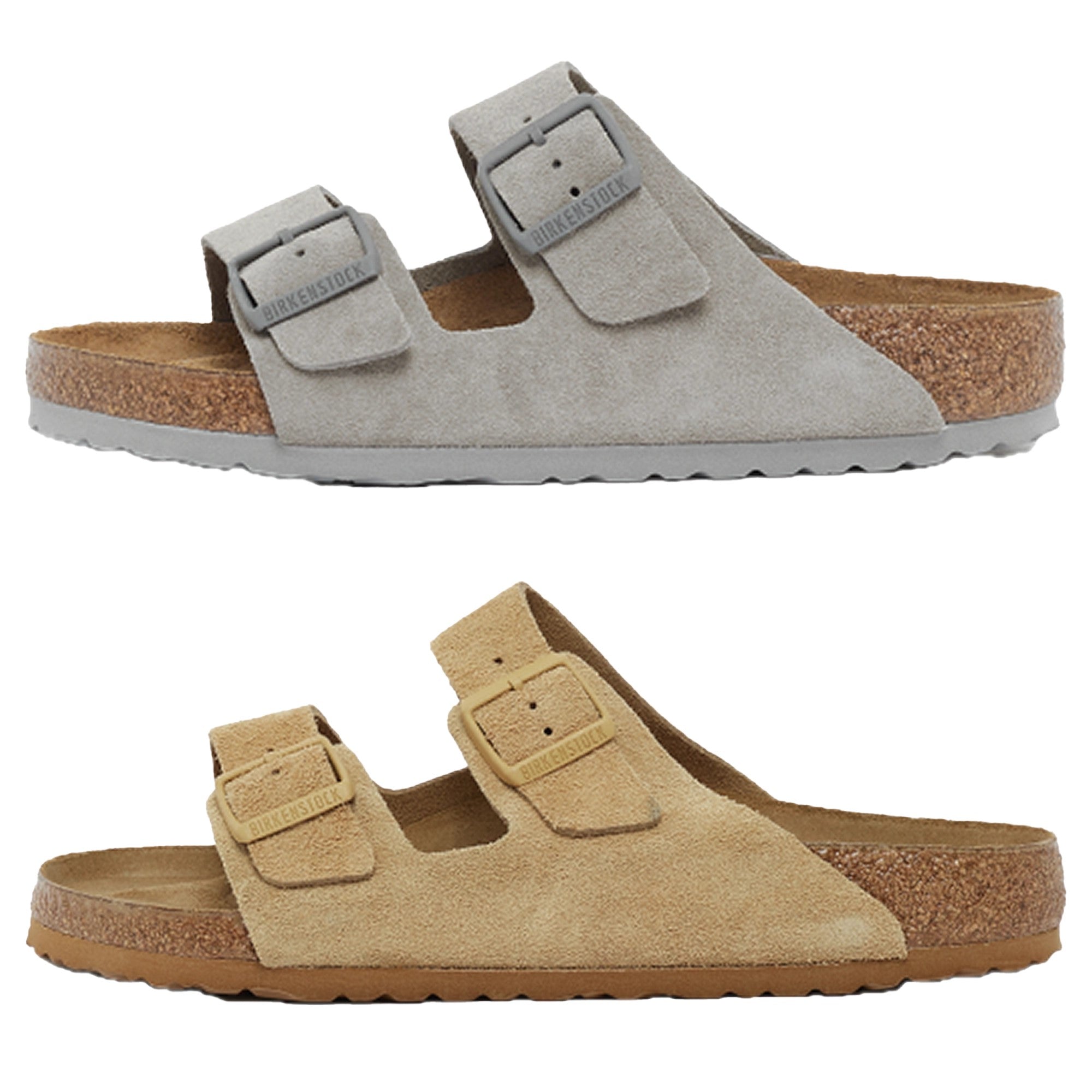 Birkenstock Arizona Suede Leather Sandals Slides Stone Latte Cream Mules Shoes