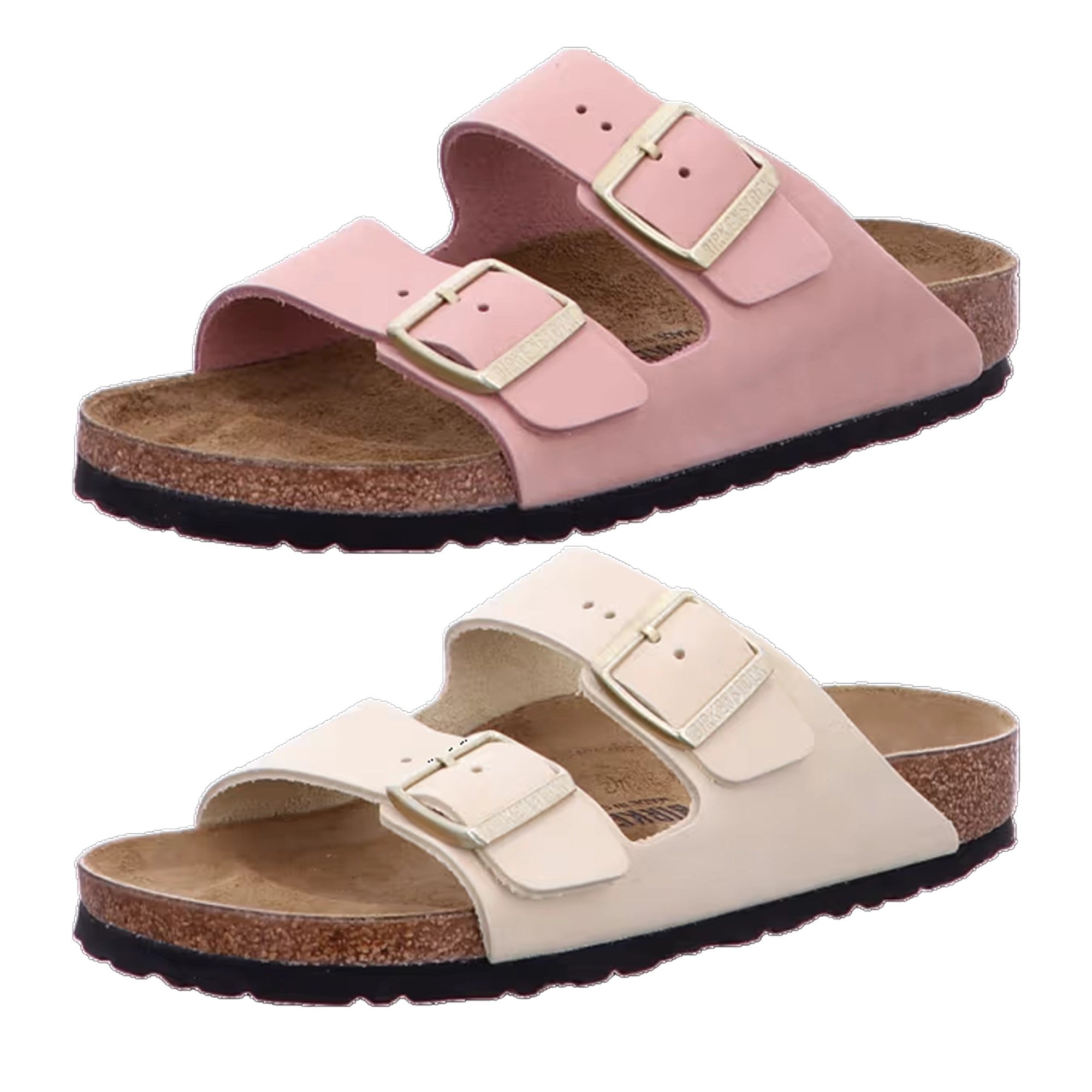 Birkenstock Arizona Nubuck Leather Ecru Pink Womens Sandals Slides Shoes