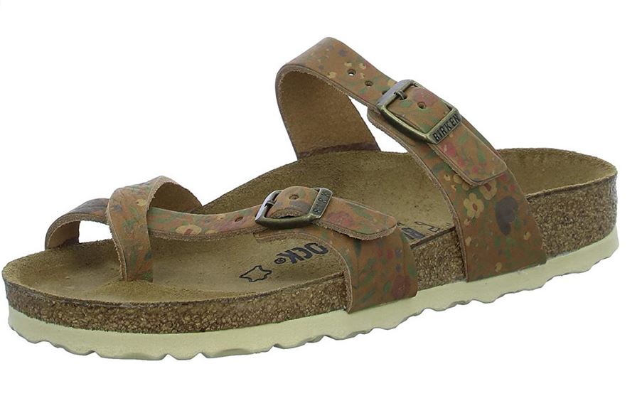 Birkenstock Mayari Vintage Flower Cognac Leather Sandals Thongs regular - Bartel-Shop