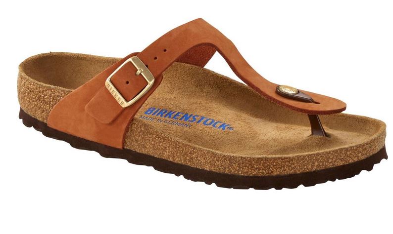 Birkenstock Arizona Granada Gizeh Pecan Nubuck Leather Sandals SFB Slides Orange - Bartel-Shop