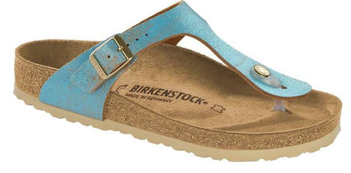 Birkenstock Gizeh washed metallic aqua blue VL suede Leather Thongs Sandals - Bartel-Shop