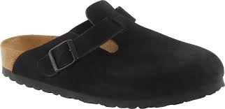 Birkenstock Boston VL SFB Regular Black Suede Leather Clogs Mules Slippers 42 M9