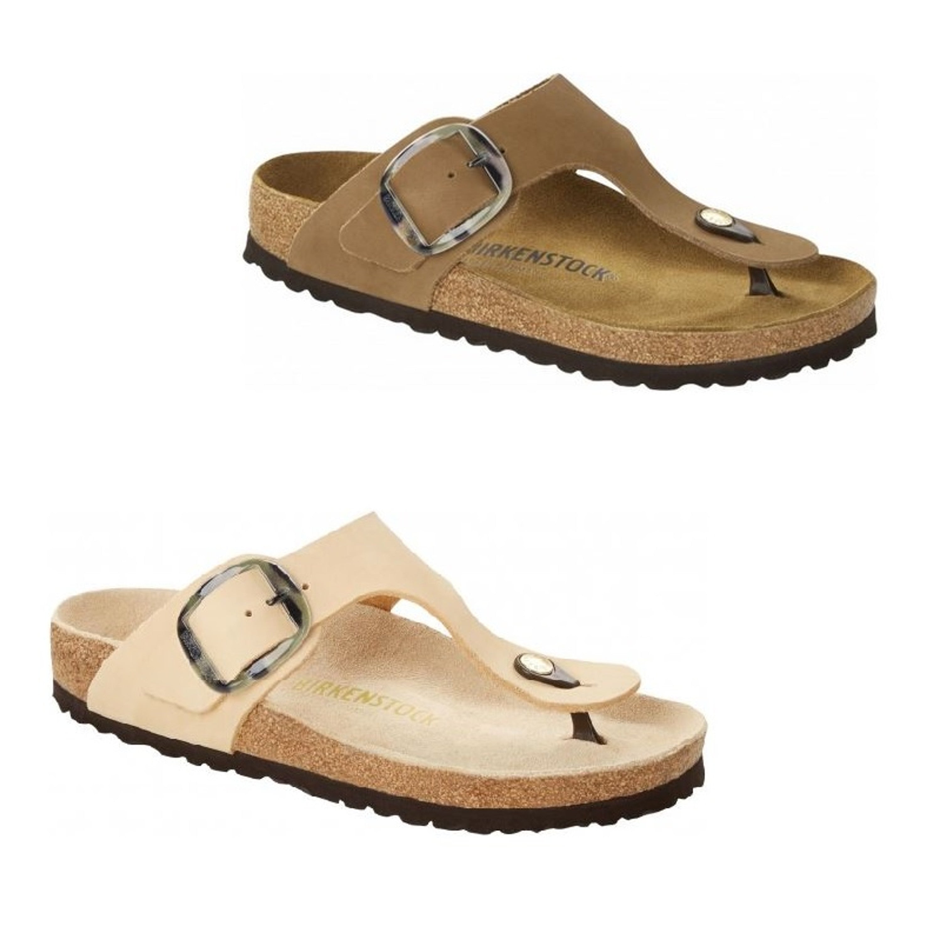 Birkenstock Gizeh Big Buckle Almond Green Nubuck Leather Slides Sandals Thongs Flip Flops - Bartel-Shop