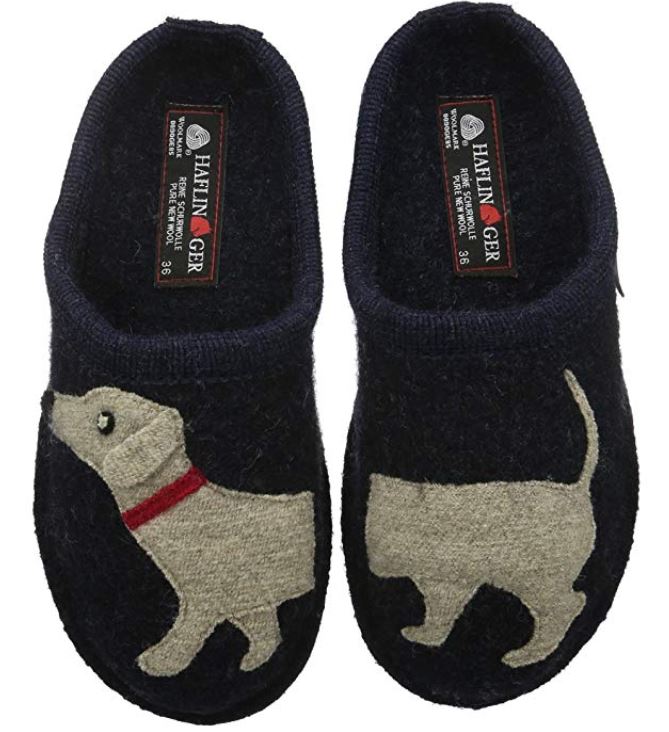 Haflinger Doggy Dog Flair House Clogs Mules Wool Felt Slippers Women NEW Scuffs - Bartel-Shop