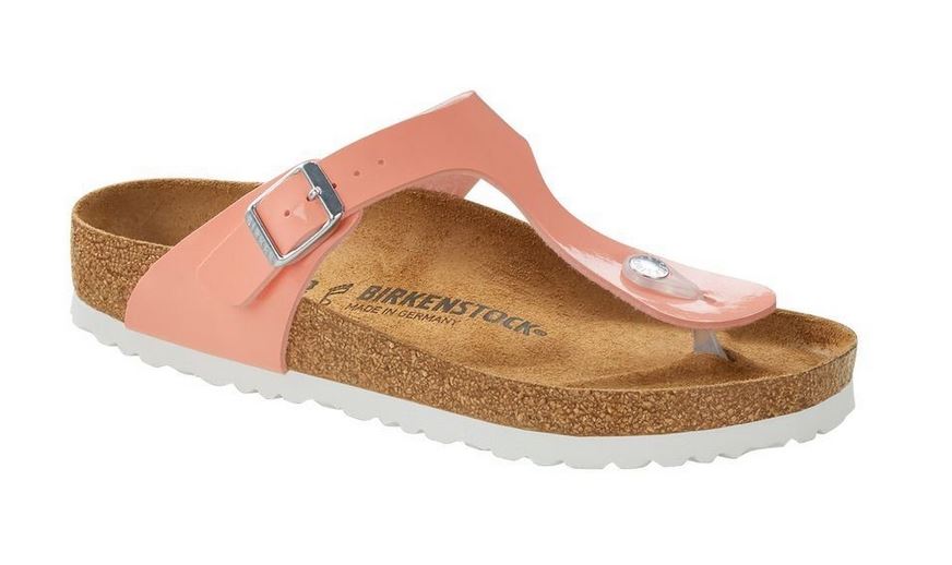 Birkenstock Gizeh Patent Coral Peach Pink Thongs Sandals Flip Flops Shoes - Bartel-Shop