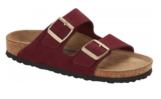 Birkenstock Arizona Nubuck Leather Maroon Midnight Sandals SFB Slides Slippers New - Bartel-Shop