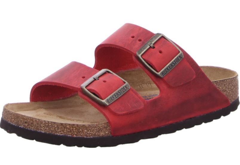 Birkenstock Arizona Fire Red Big Buckle SFB Sandals Leather Slides Slippers New - Bartel-Shop