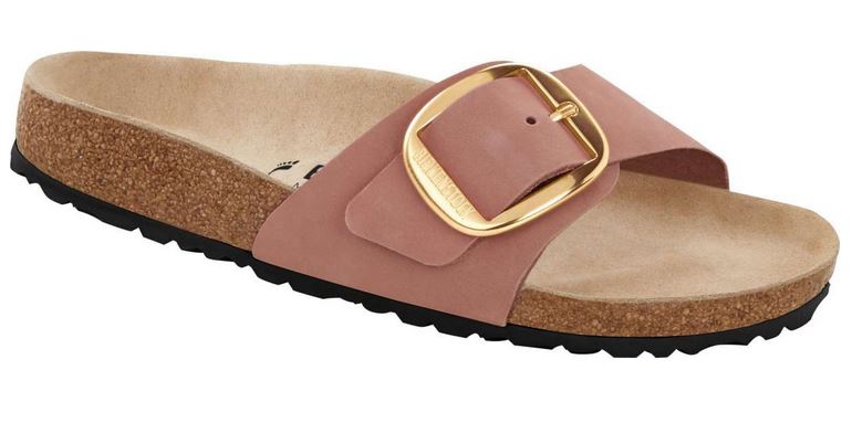 Birkenstock Madrid Big Buckle Cacao Old Rose Dove Gray Slides Sandals Nubuck Leather - Bartel-Shop