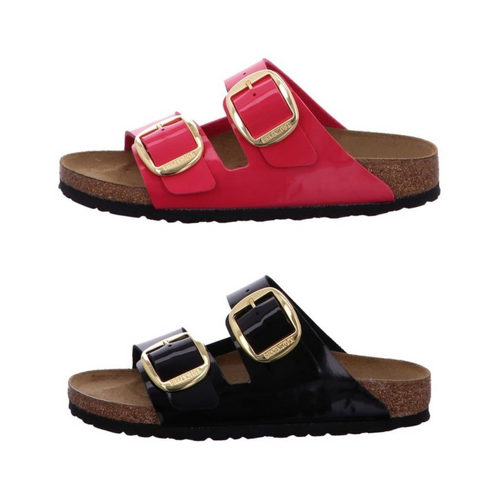 Birkenstock Arizona Big Buckle BF Patent Fuchsia Fusion Black Gold Sandals Slides womens