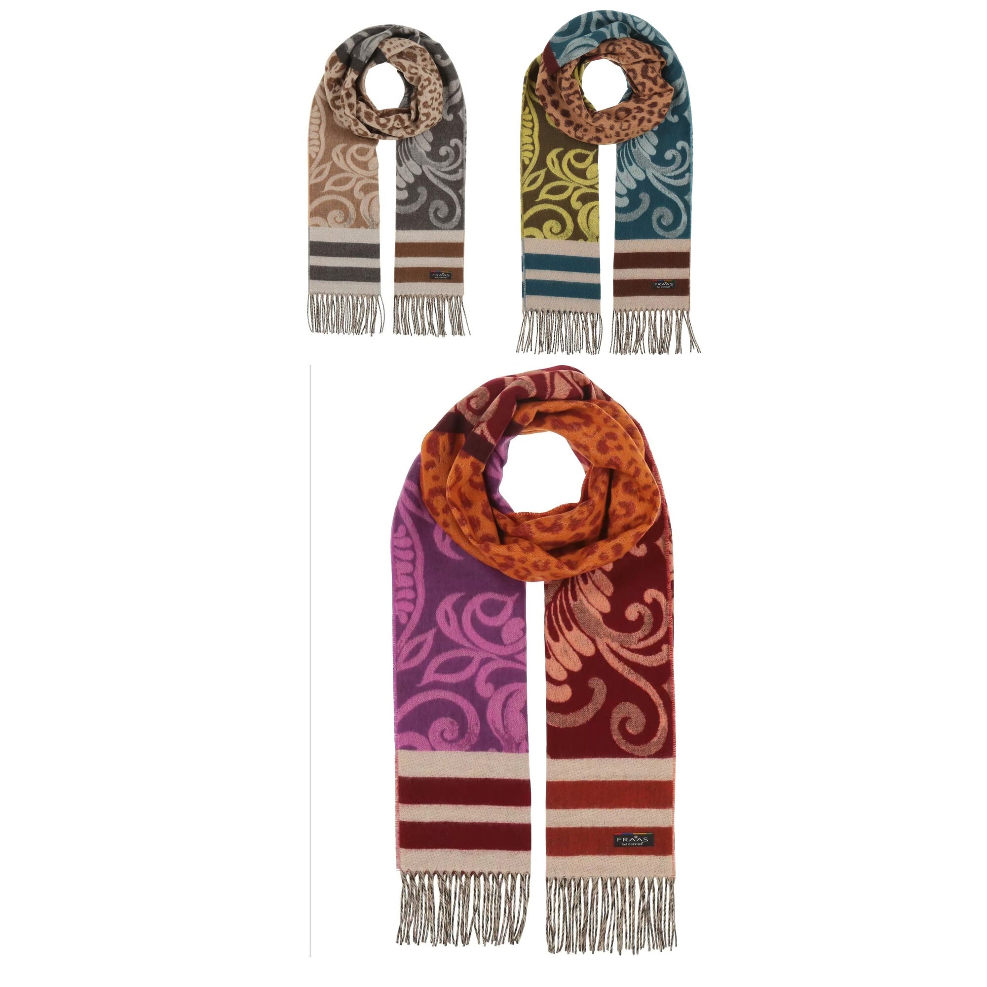 FRAAS Cashmink Scarf Paisley Leopard Print Polyacrylic Winter Warm Cashmere