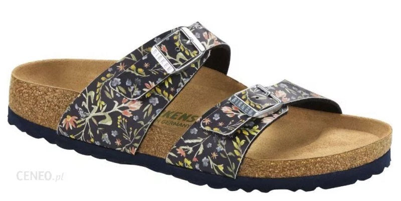 Birkenstock Gizeh Sydney Watercolor Flower White Navy BF Vegan Sandals Slides Flip Flops - Bartel-Shop