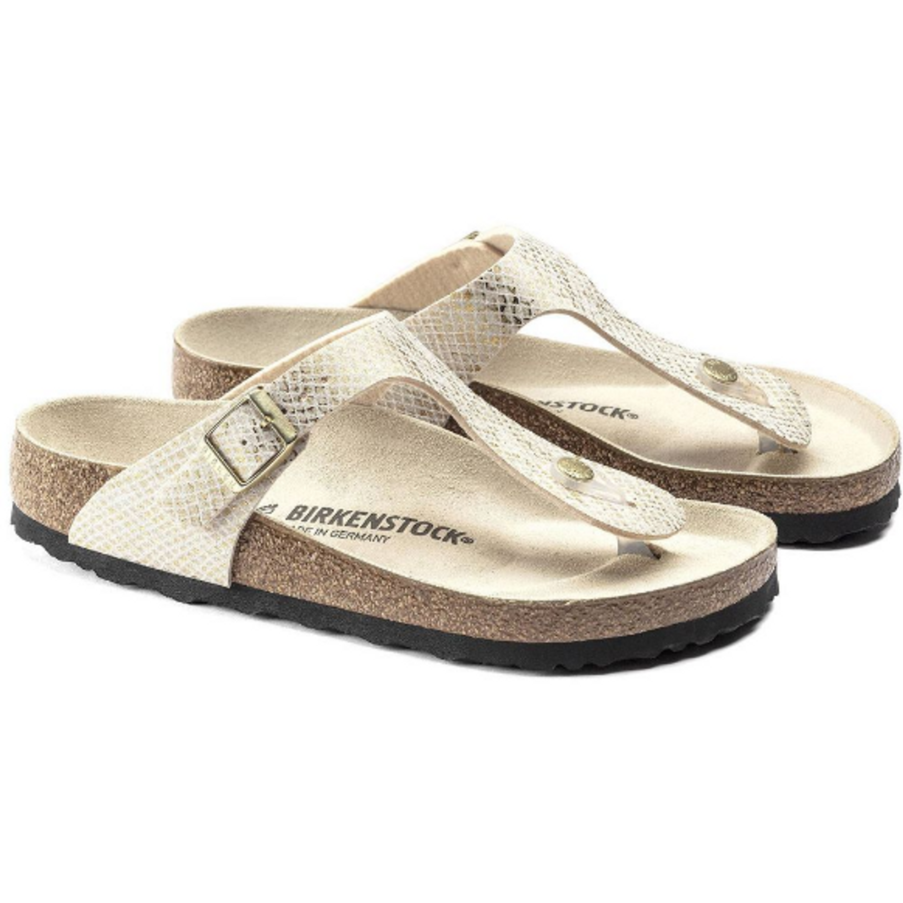 Birkenstock Gizeh Toe Separator Regular shiny, python, eggshell Microfiber - Bartel-Shop