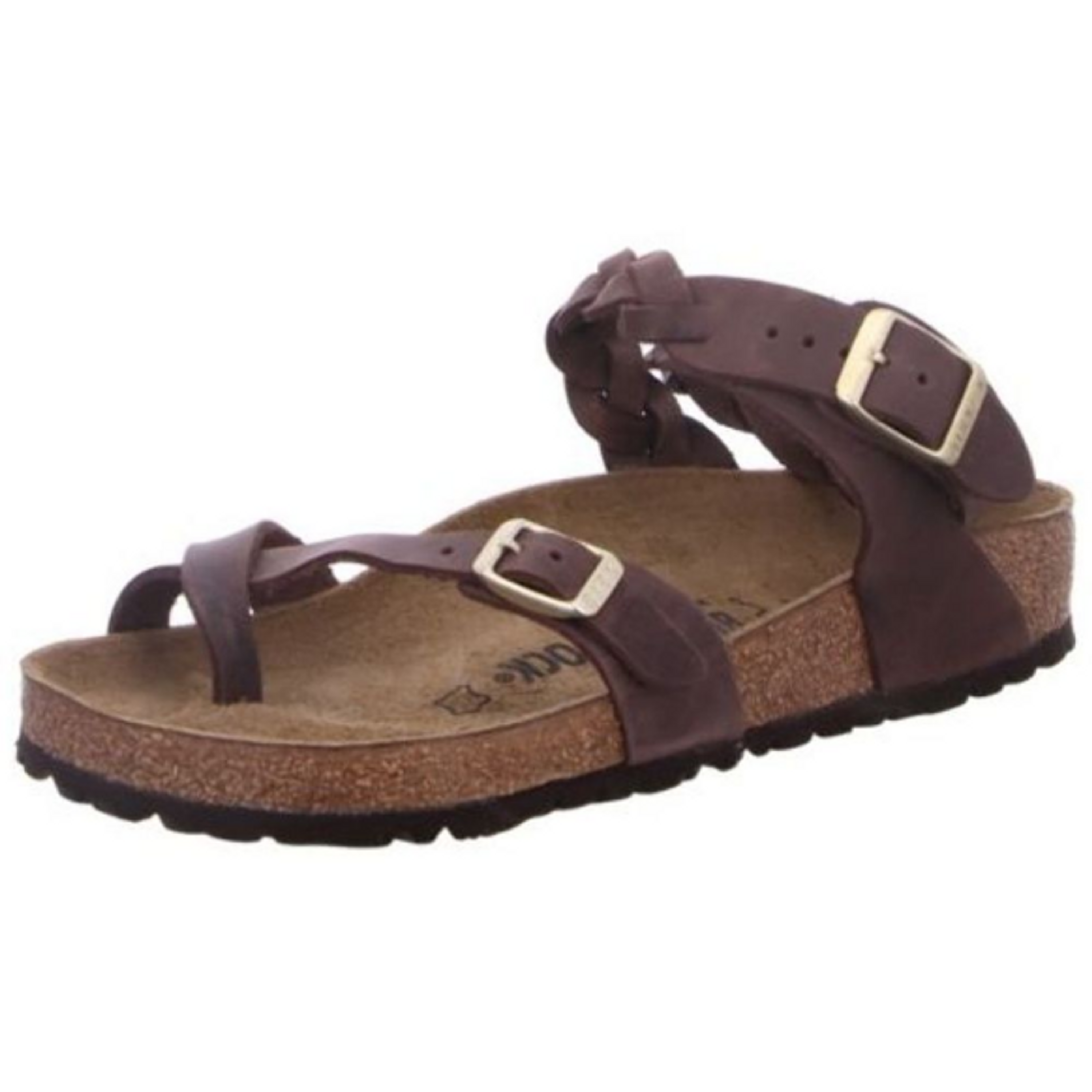 Birkenstock Yara Braided FL Comfort Sandals Regular dark brown leather - Bartel-Shop