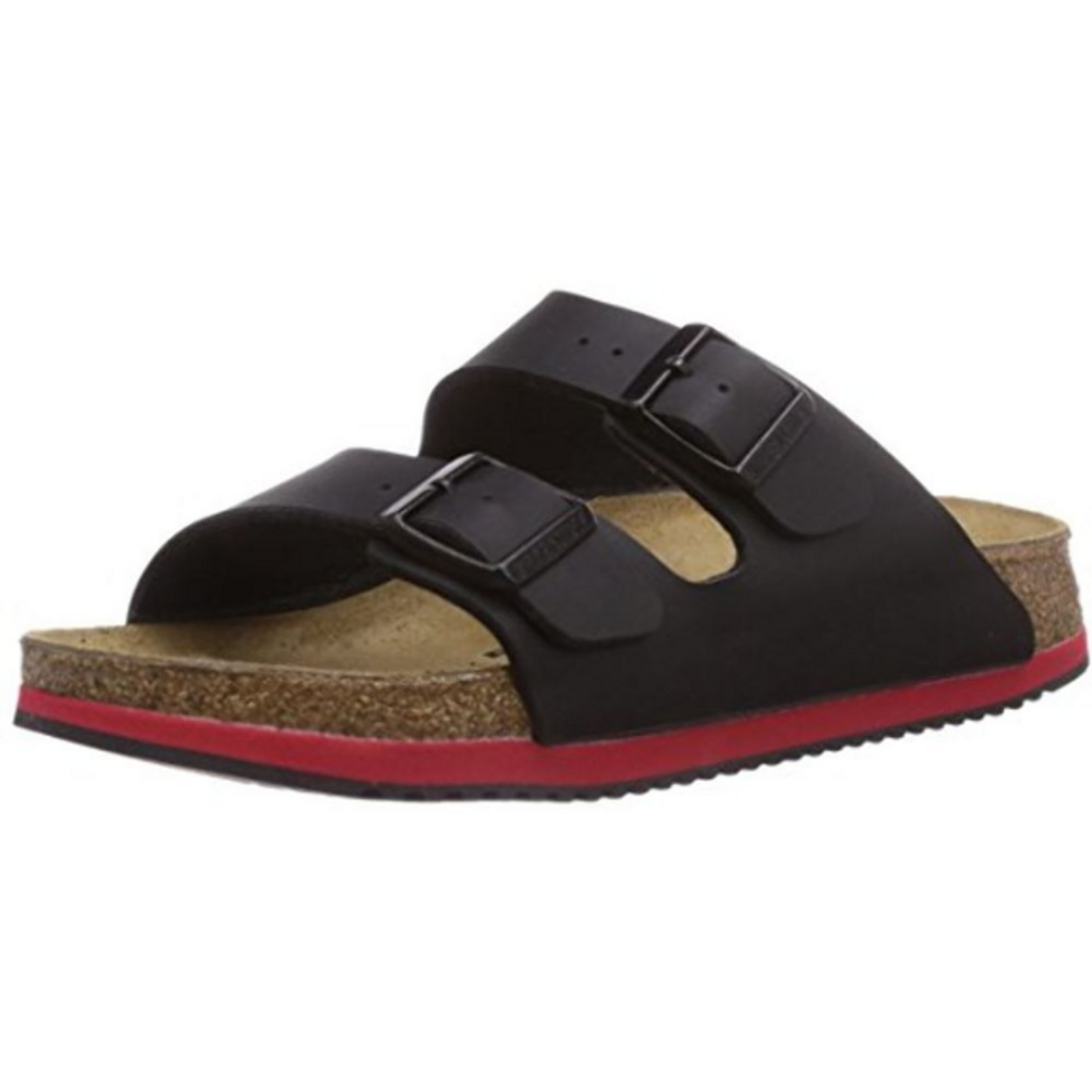 Birkenstock Arizona Super Grip men's Mules narrow black red Birko-Flor - Bartel-Shop