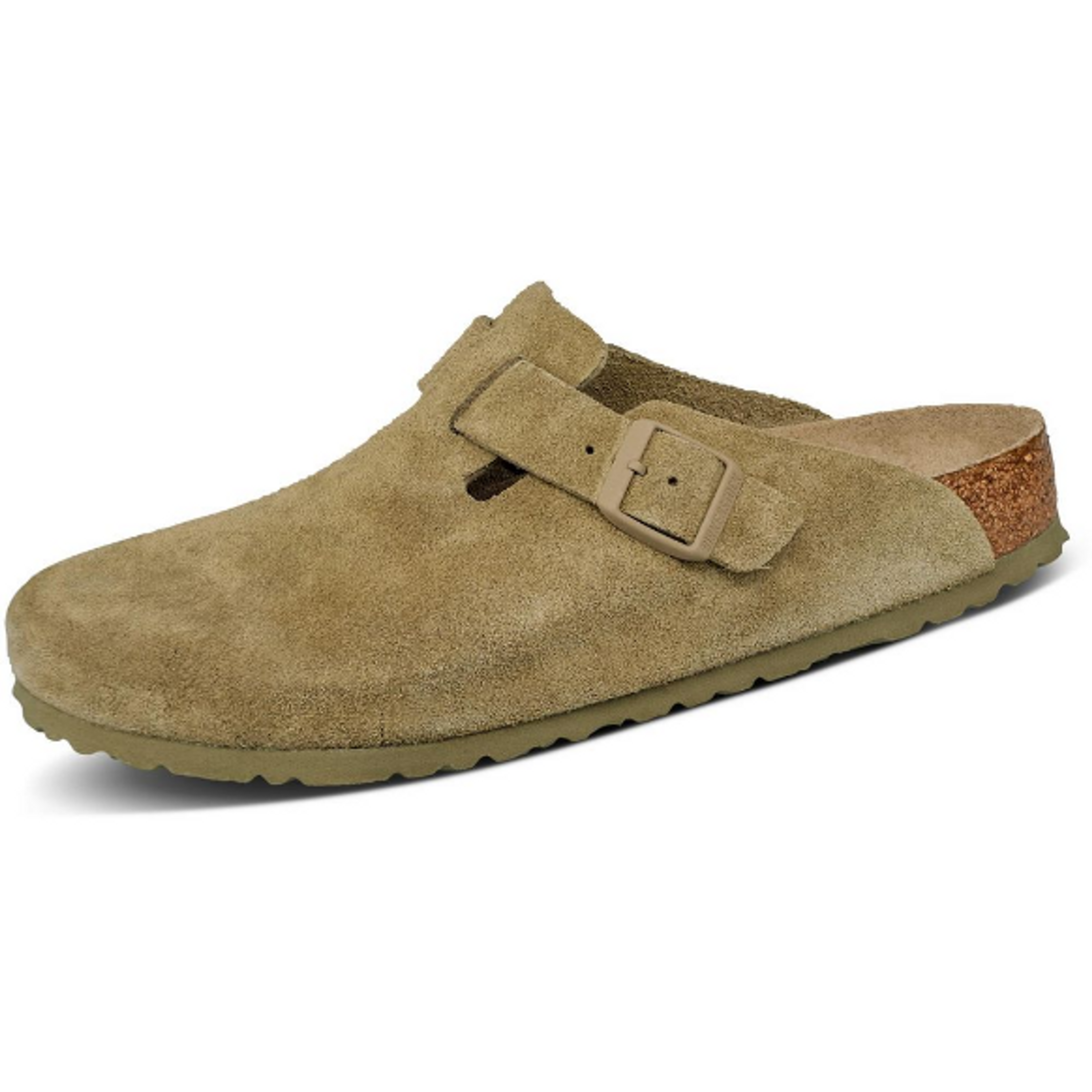 Birkenstock Boston SFB Clogs Regular faded, khaki Suede - Bartel-Shop