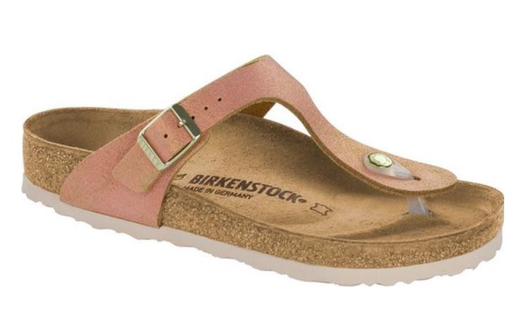 Birkenstock Gizeh washed metallic sea copper VL suede Leather Thongs - Bartel-Shop