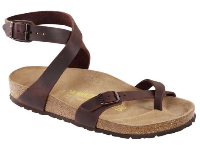 Birkenstock Yara Oiled Habana Brown Leather Ankle Strap Slingback Sandals - Bartel-Shop