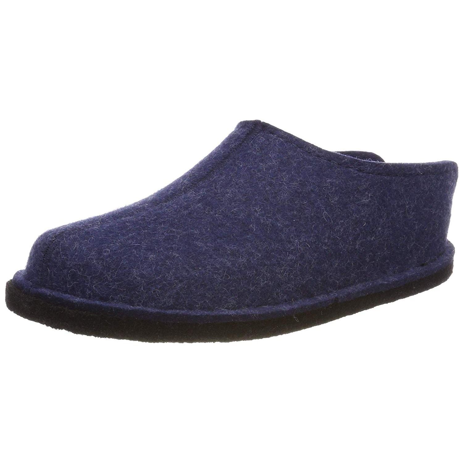 Haflinger Flair Slippers Clogs Mules Wool Felt Scuffs Slip On House Shoes Navy - Bartel-Shop
