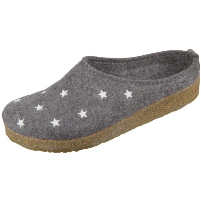 Haflinger Slippers gray female Sandals Clogs Grizzly Stelline Wool - Bartel-Shop