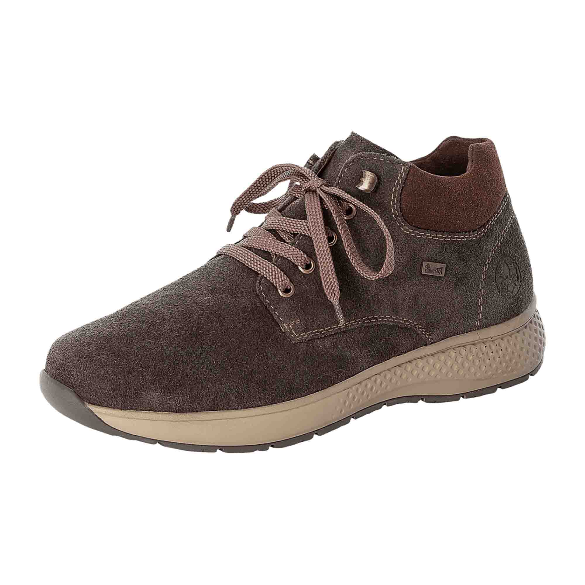 Rieker B7631-26 Men's Beige Suede Lace-Up Shoes with Warm Lining