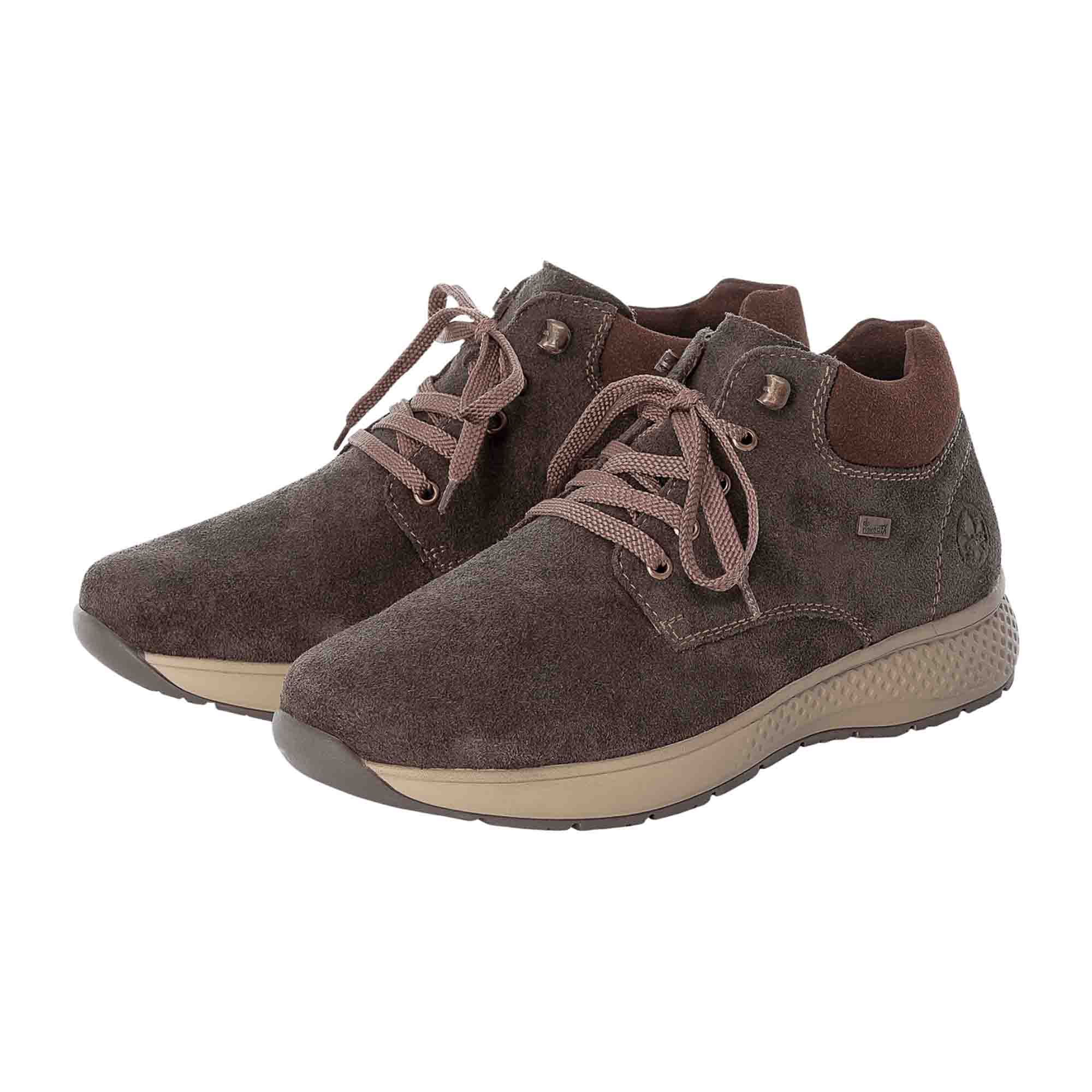 Rieker B7631-26 Men's Beige Suede Lace-Up Shoes with Warm Lining