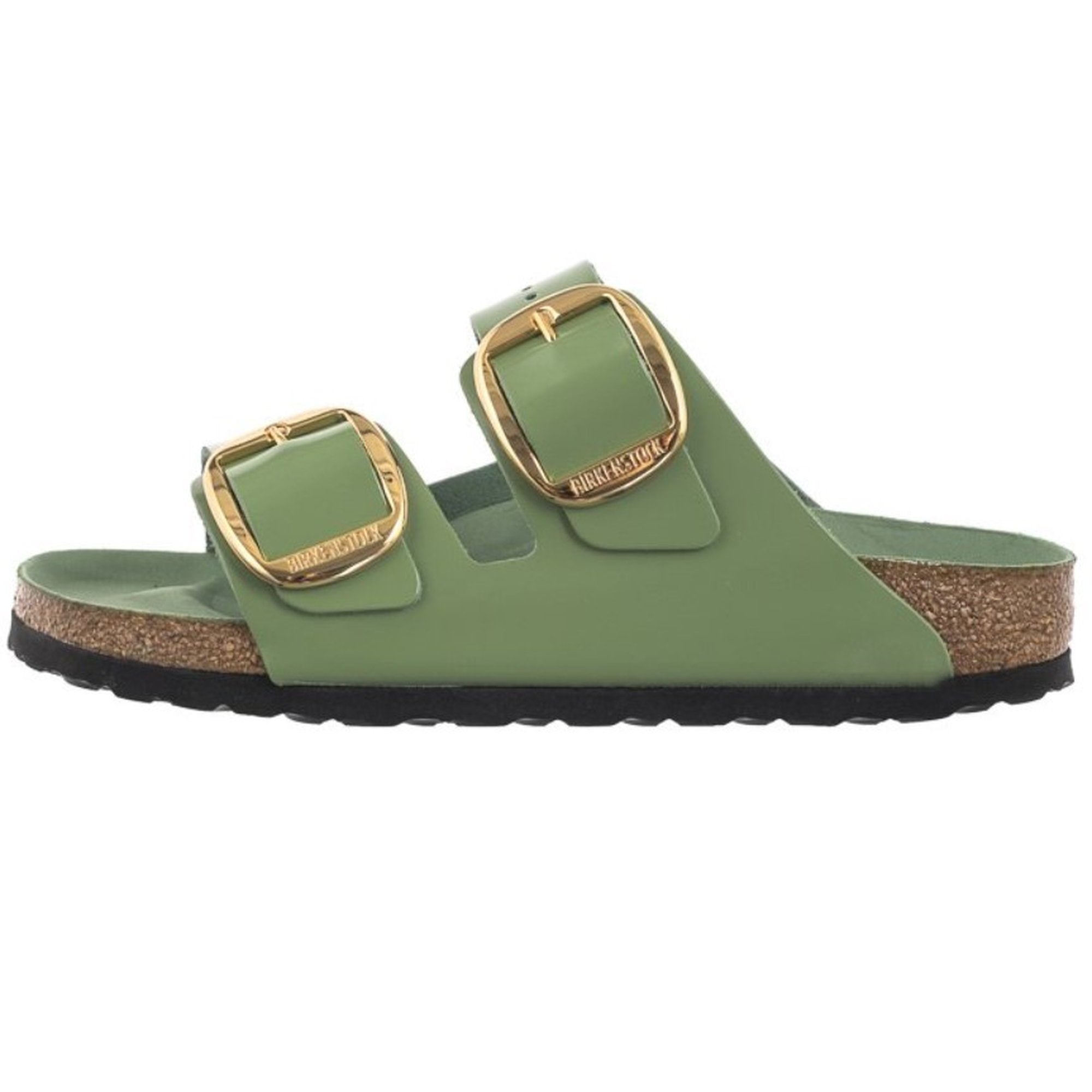 Birkenstock Arizona Madrid Big Buckle Leather Patent Green Tea Sandals Slides Shine