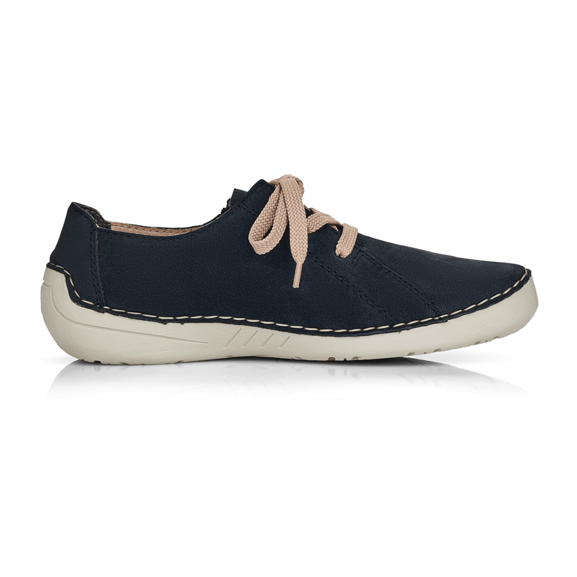 Rieker Women's Blue Casual Lace-Up Shoes with Zipper and Cushioned Sole