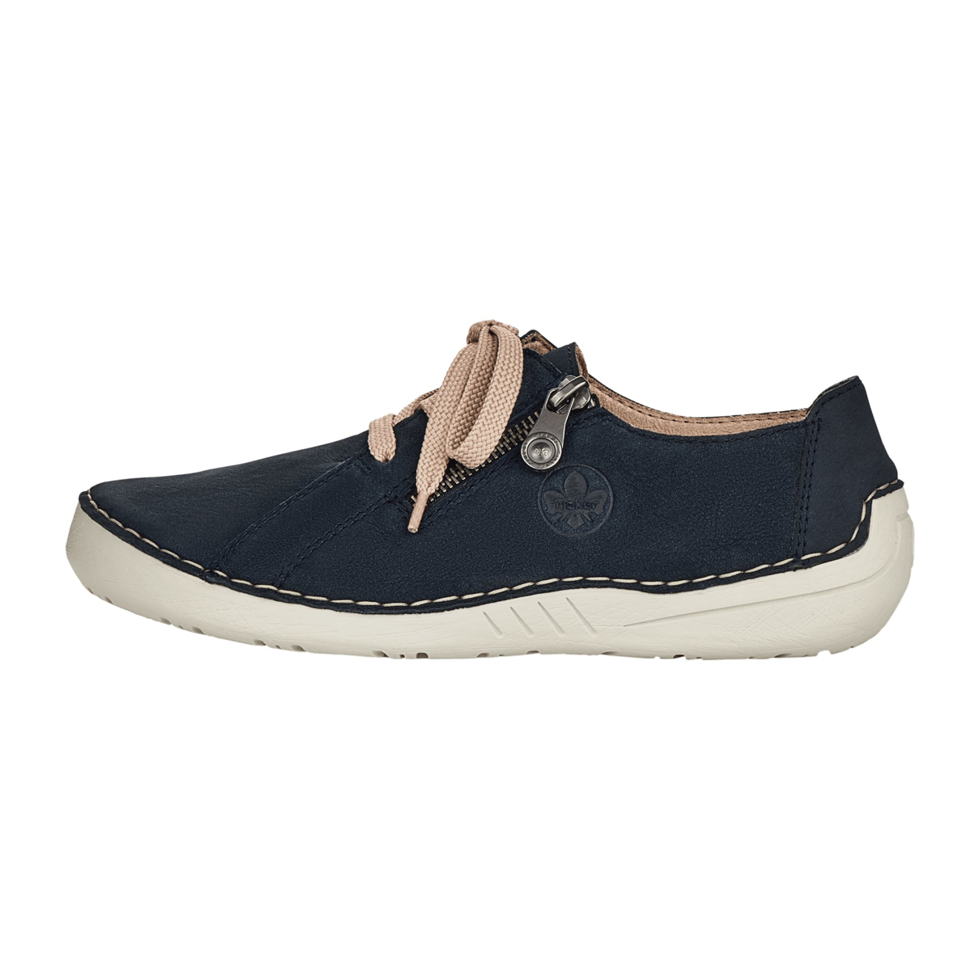 Rieker Women's Blue Casual Lace-Up Shoes with Zipper and Cushioned Sole