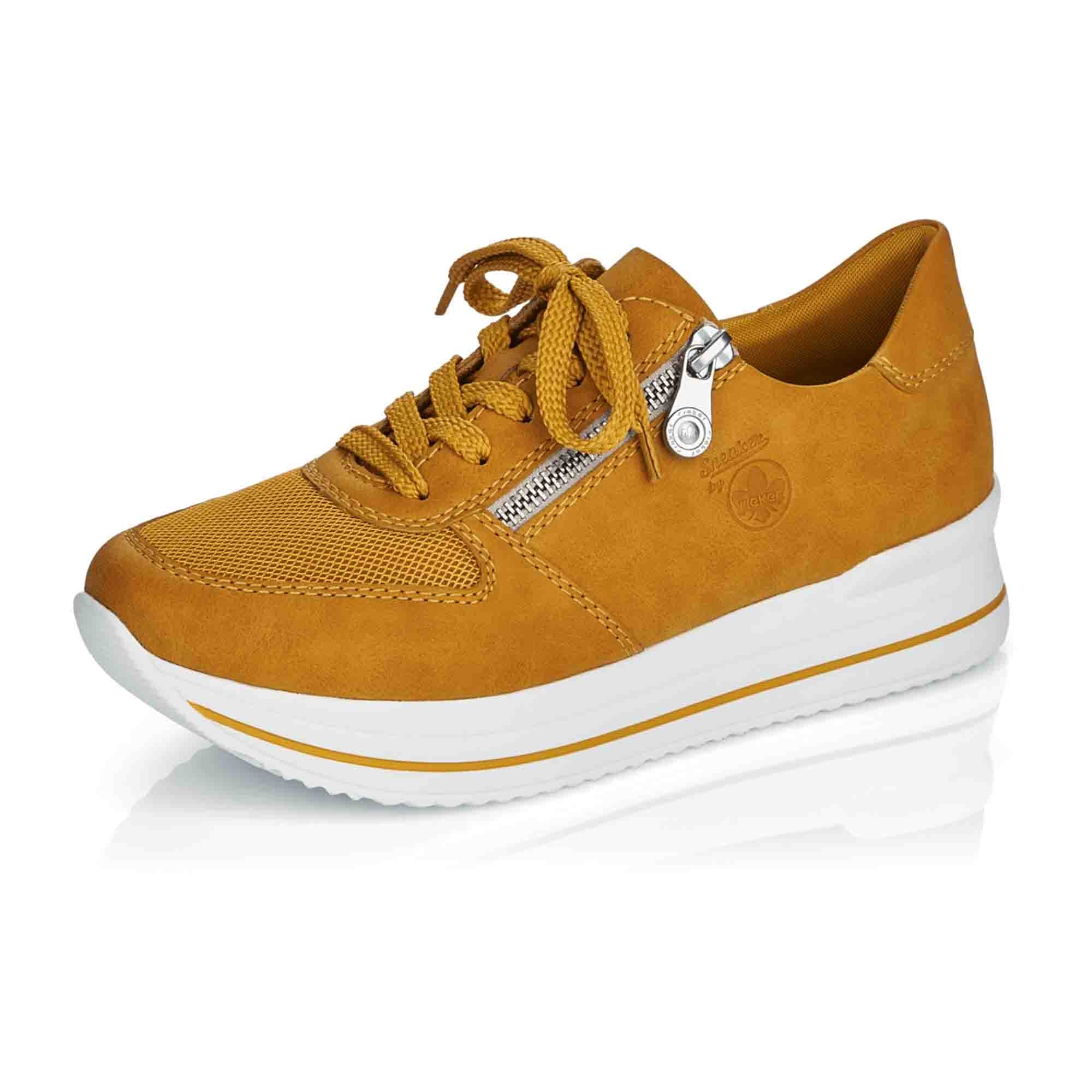 Rieker Women's Yellow Sneakers Comfortable Casual Shoes Synthetic Textile