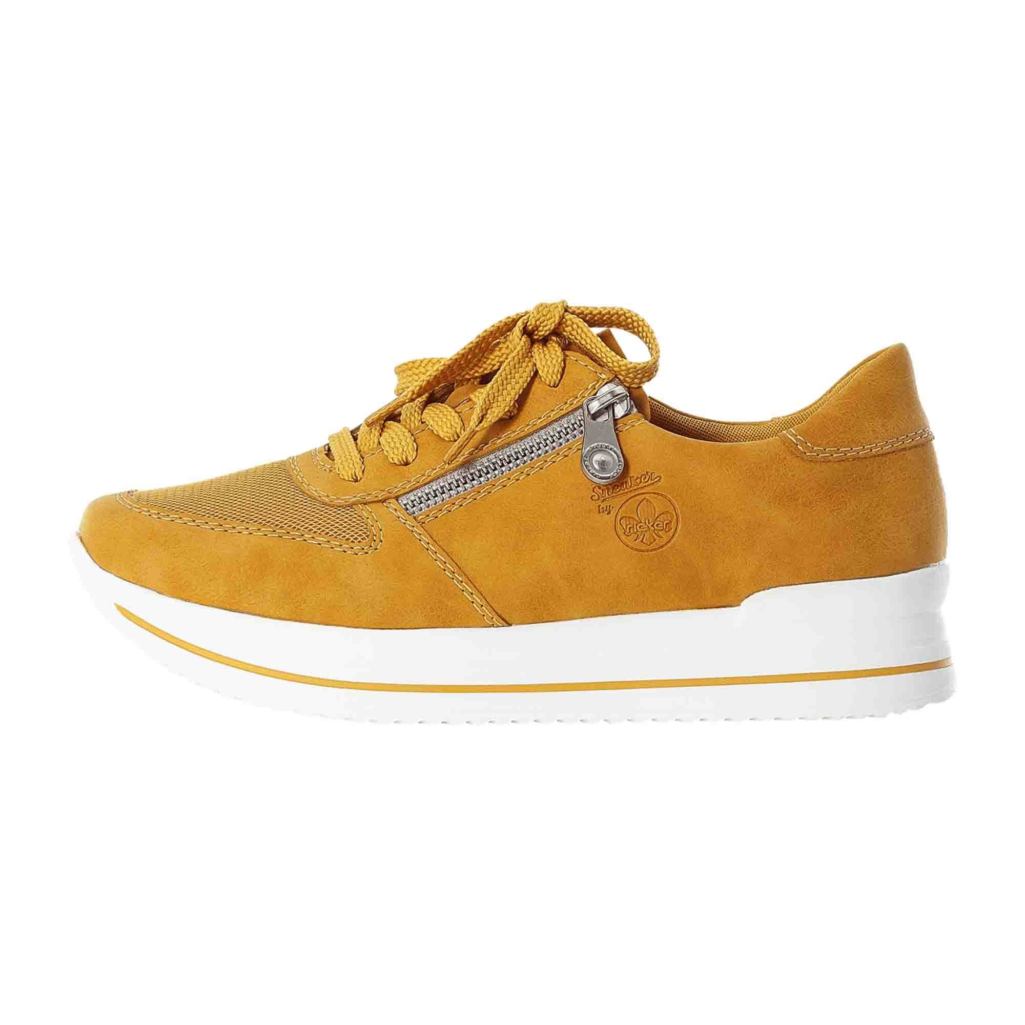 Rieker Women's Yellow Sneakers Comfortable Casual Shoes Synthetic Textile