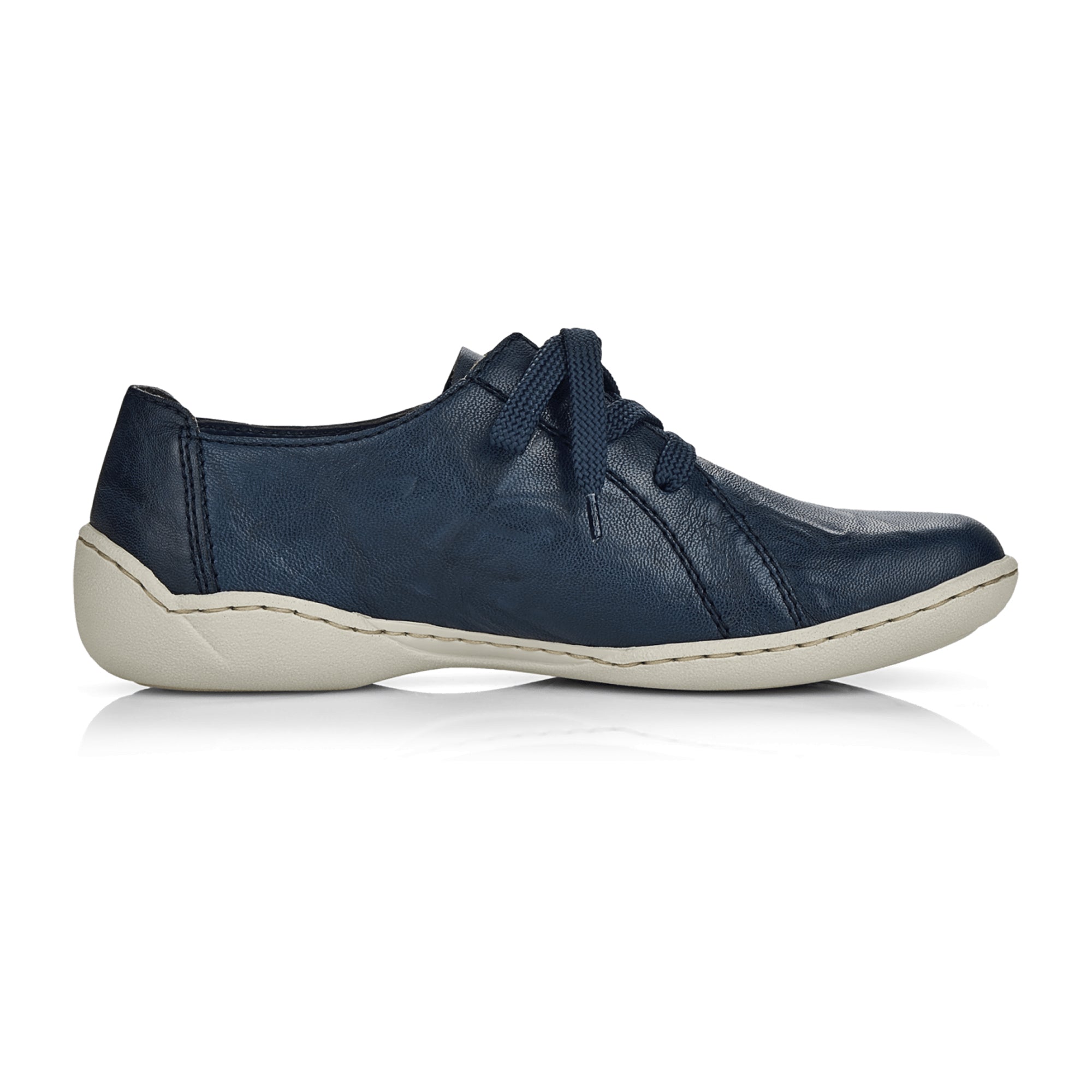 Rieker Women's Casual Blue Leather Lace-Up Shoes Comfortable Padded Insole