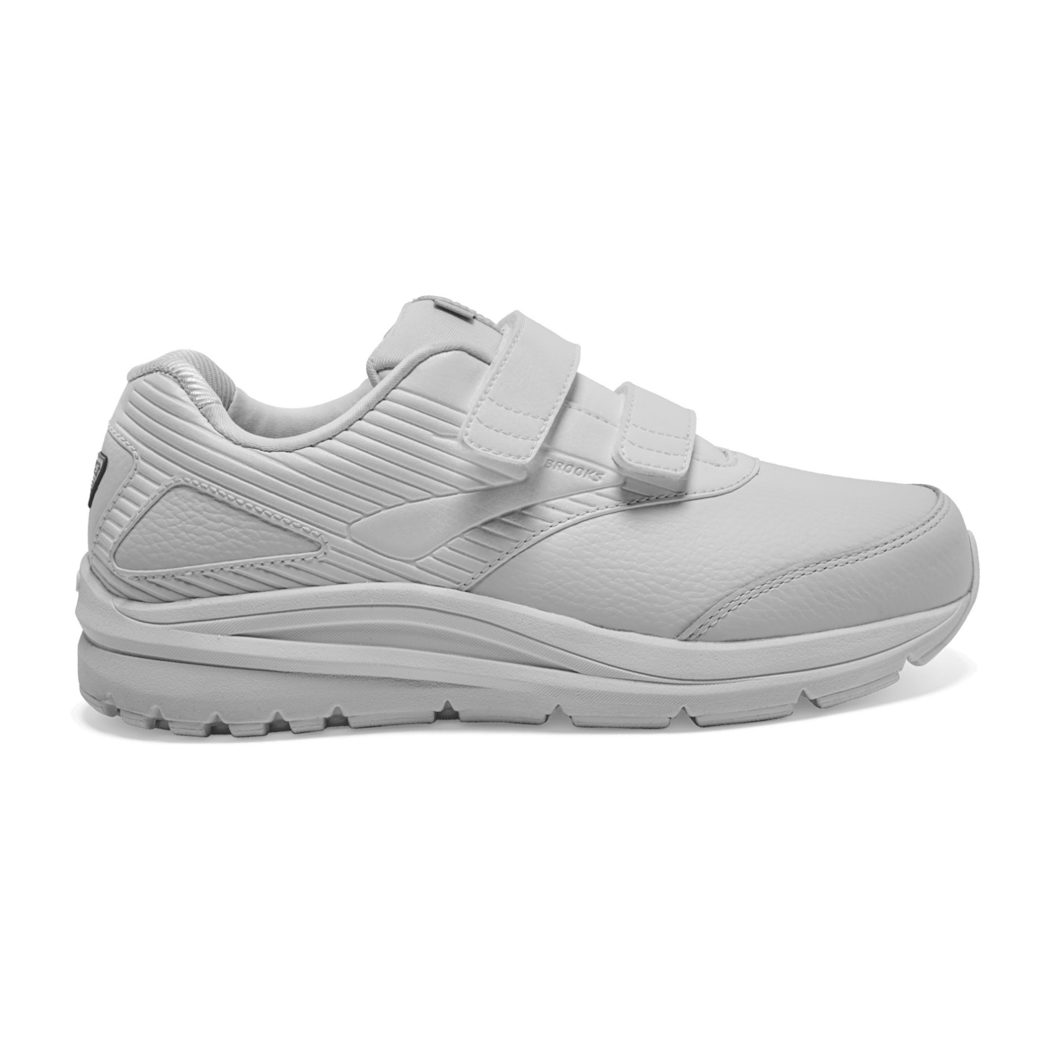 Brooks Addiction Walker V-Strap 2 Women's Walking Shoes, Smooth Leather in White with Hook-and-Loop Closure