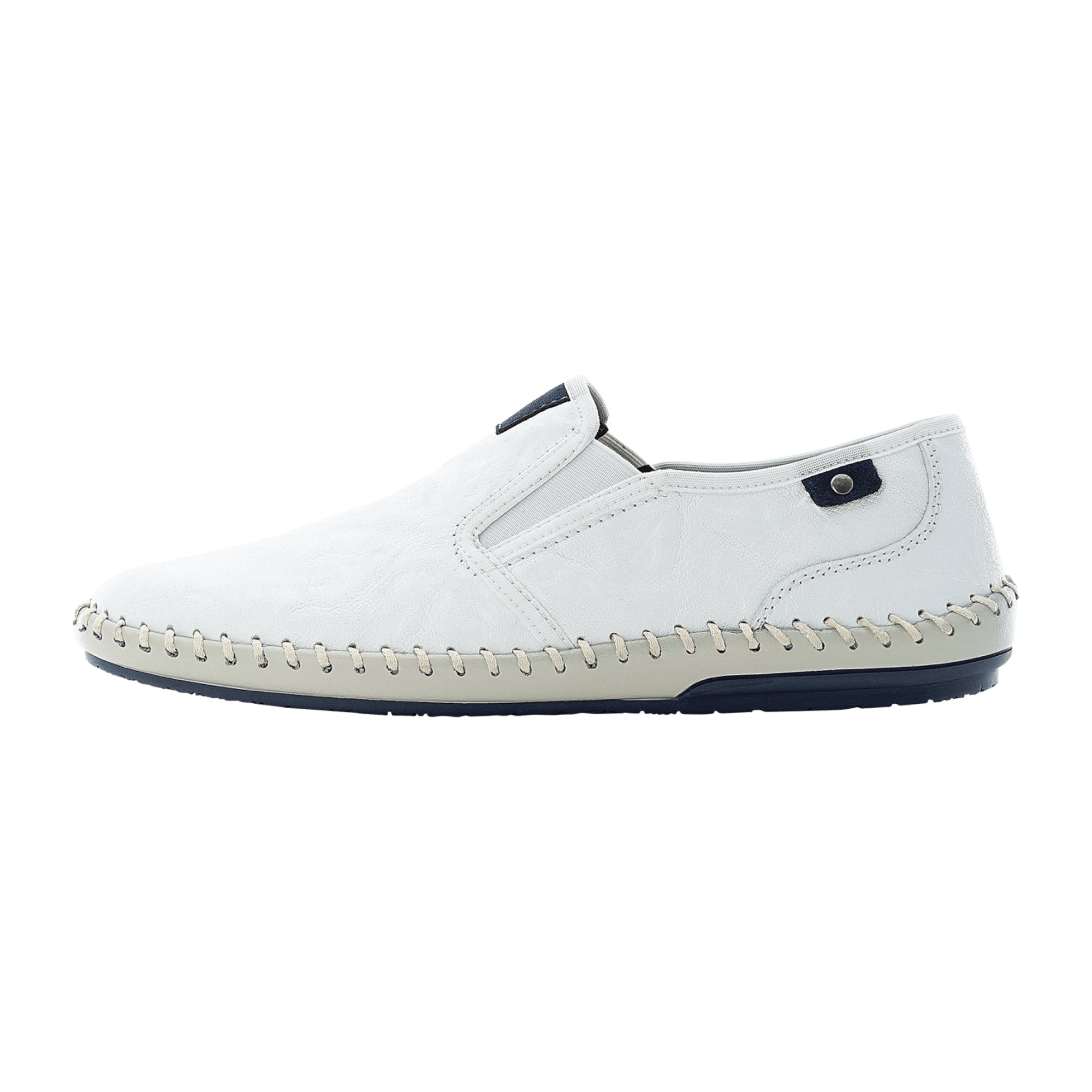 Rieker FSK Men's White Slip-On Shoes with Elastic and Shock Absorbing Sole