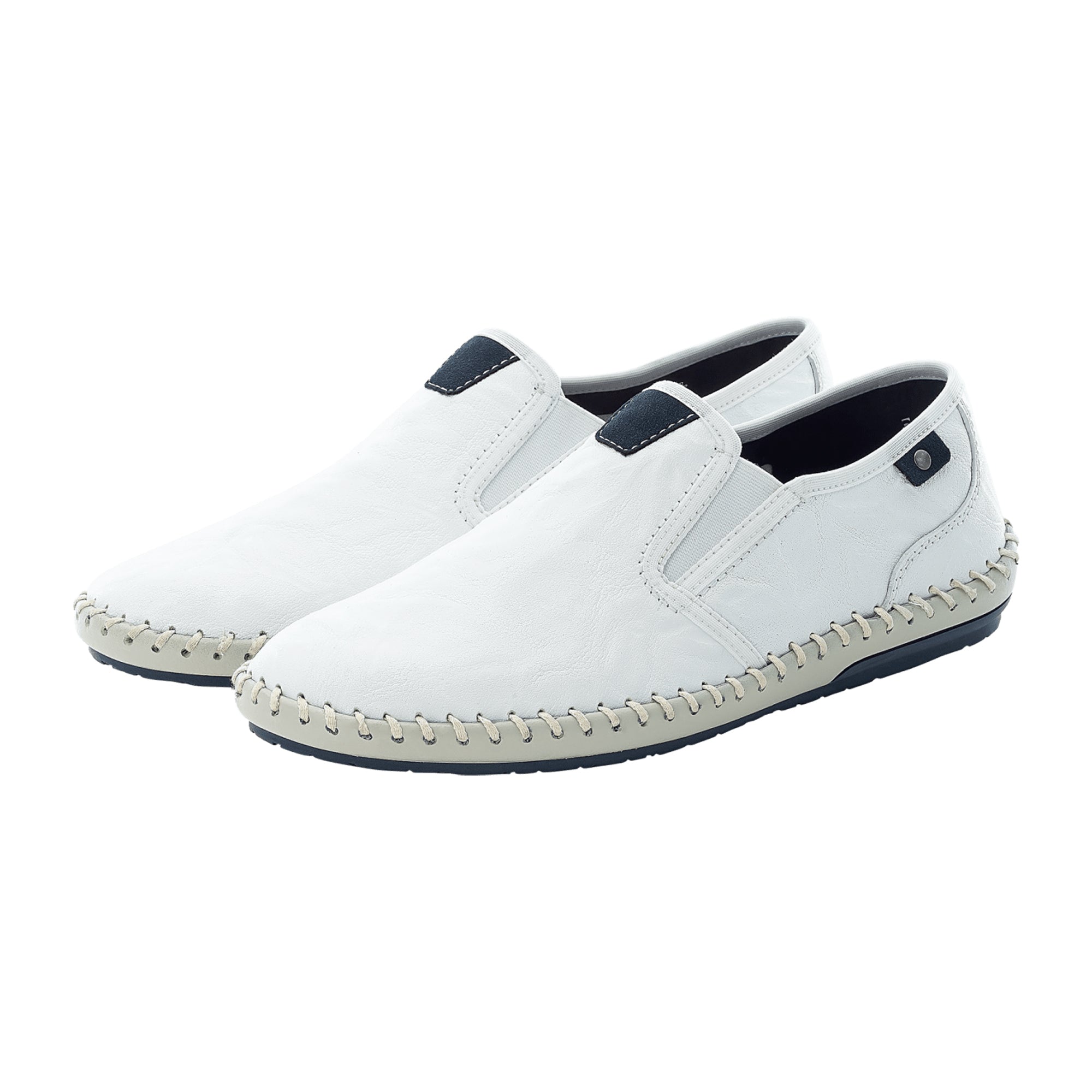 Rieker FSK Men's White Slip-On Shoes with Elastic and Shock Absorbing Sole