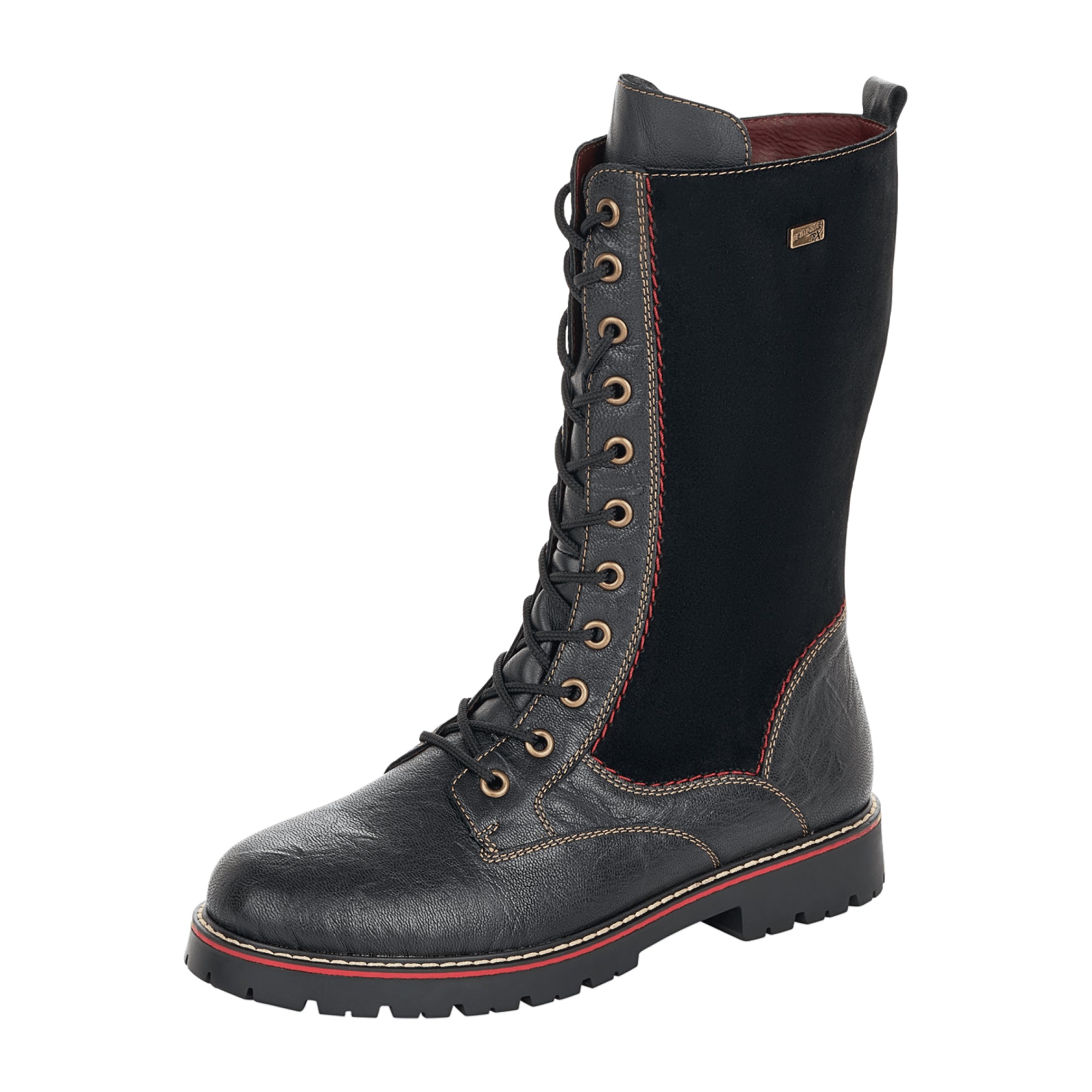 Remonte Black Women's Lace-Up Boots with Water-Resistant Technology and Wool Lining