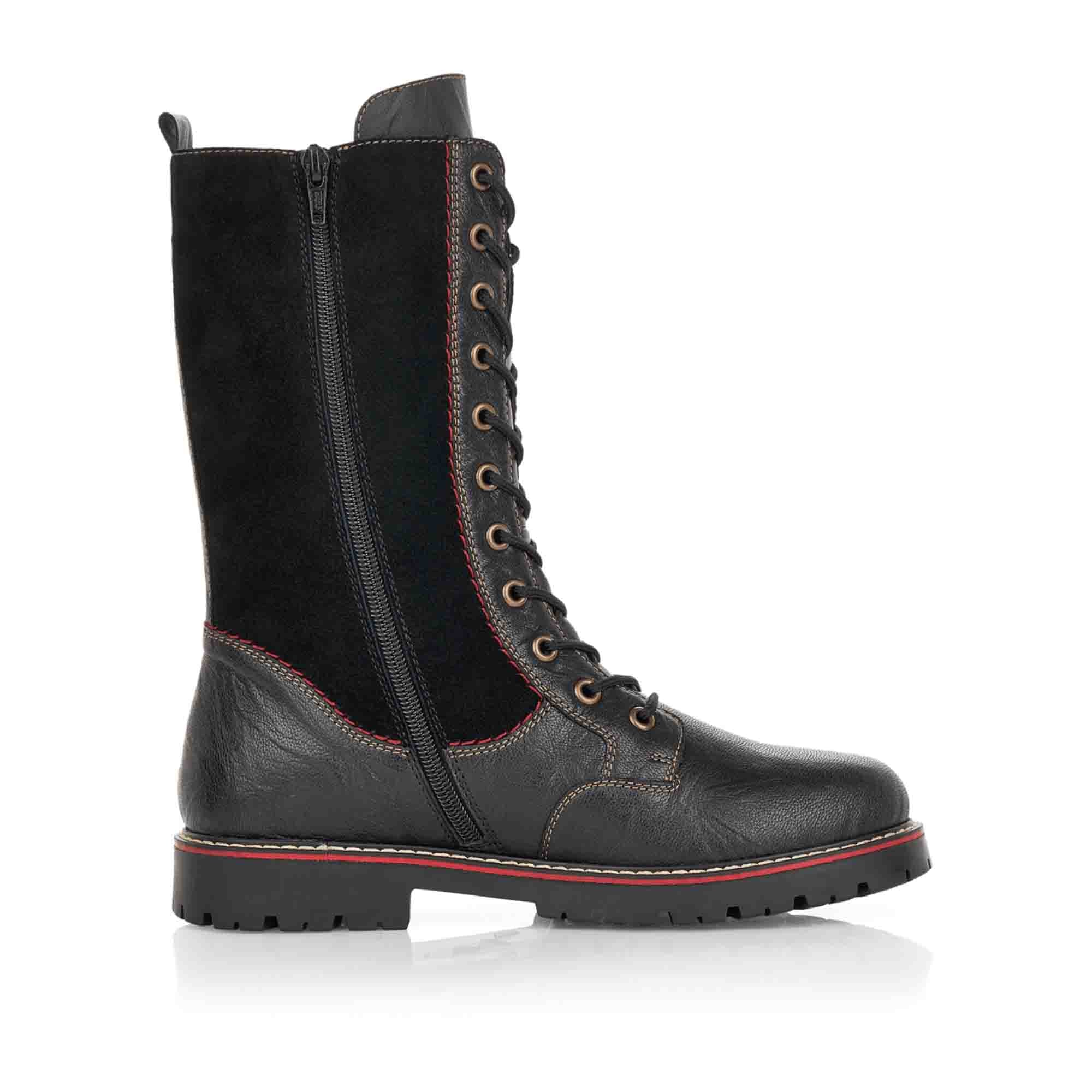 Remonte Black Women's Lace-Up Boots with Water-Resistant Technology and Wool Lining