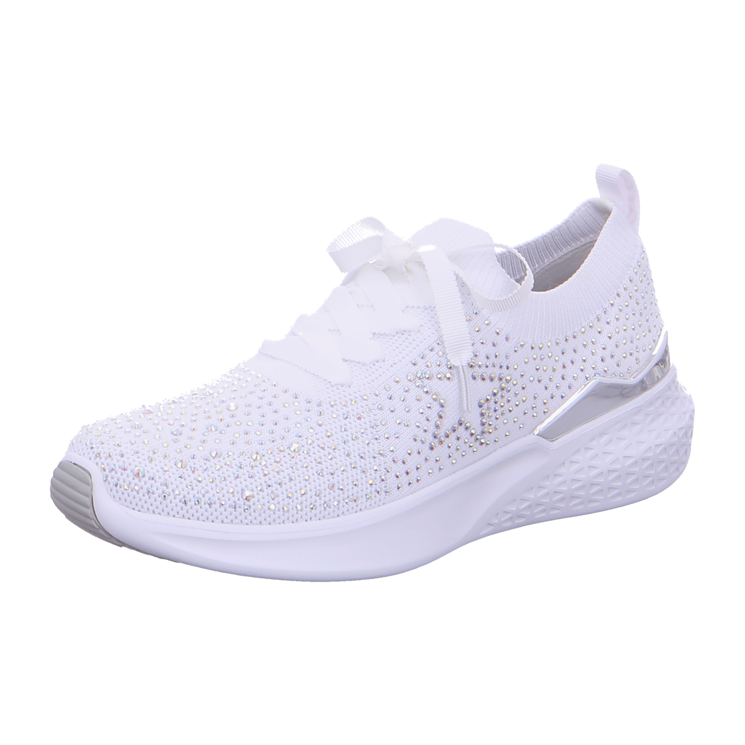 ARA MAYA Women's White Textile Lace-Up Shoes with Round Toe and Rubber Sole