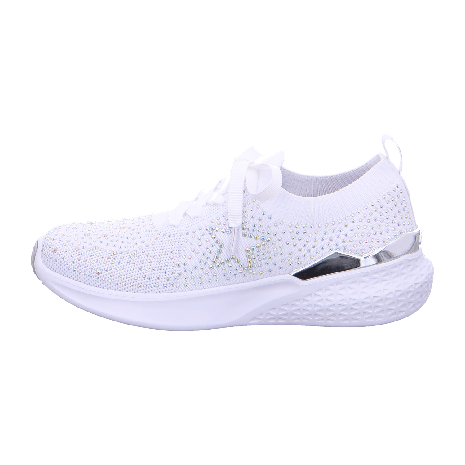 ARA MAYA Women's White Textile Lace-Up Shoes with Round Toe and Rubber Sole