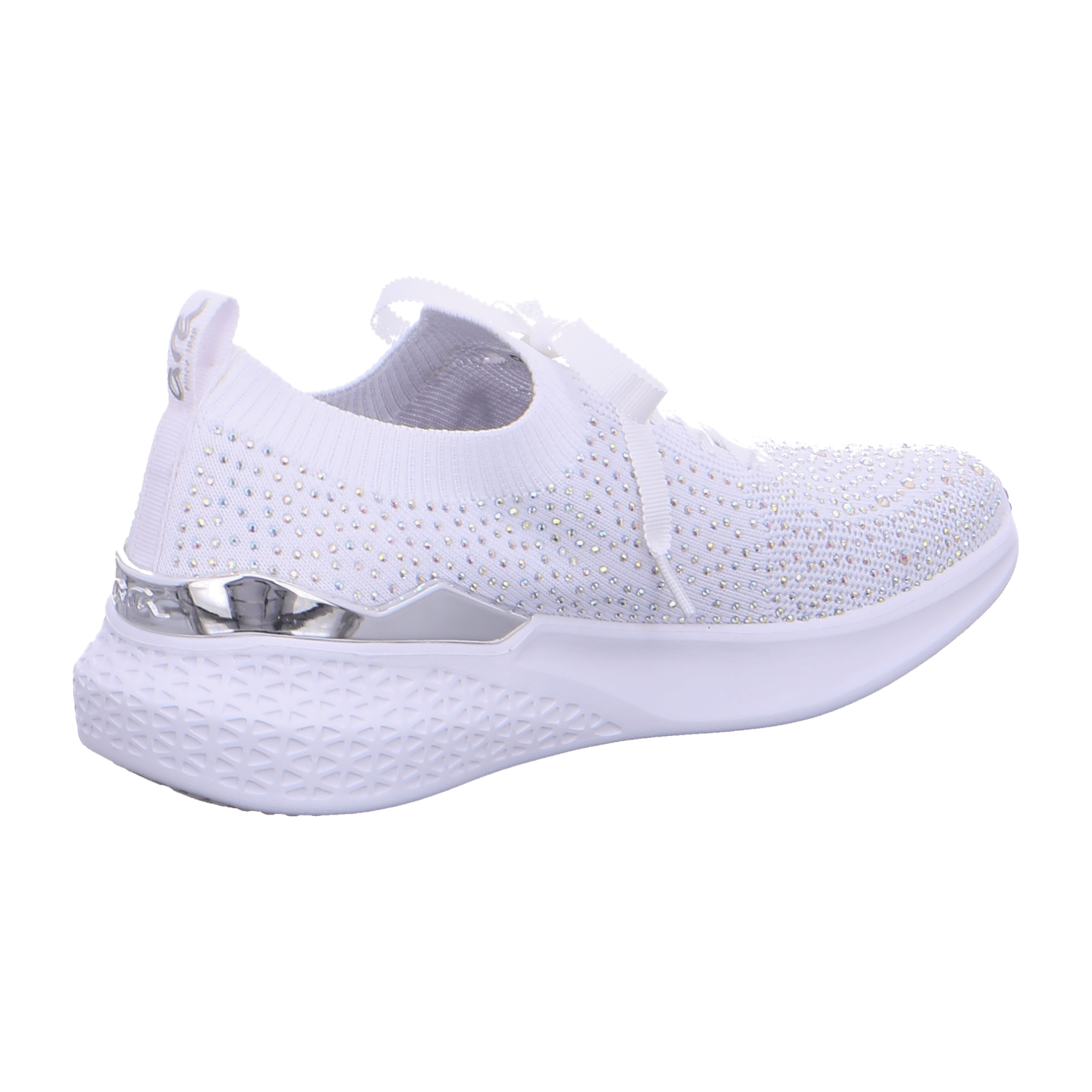 ARA MAYA Women's White Textile Lace-Up Shoes with Round Toe and Rubber Sole