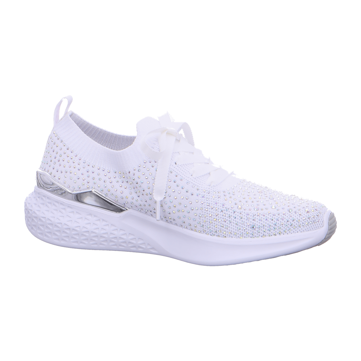 ARA MAYA Women's White Textile Lace-Up Shoes with Round Toe and Rubber Sole