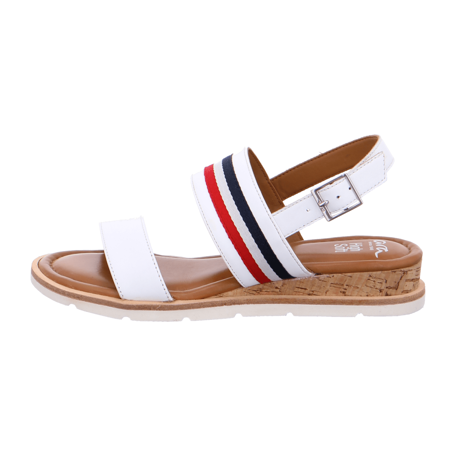 ARA CARMEL Women's Ankle Strap Slippers in White Smooth Leather