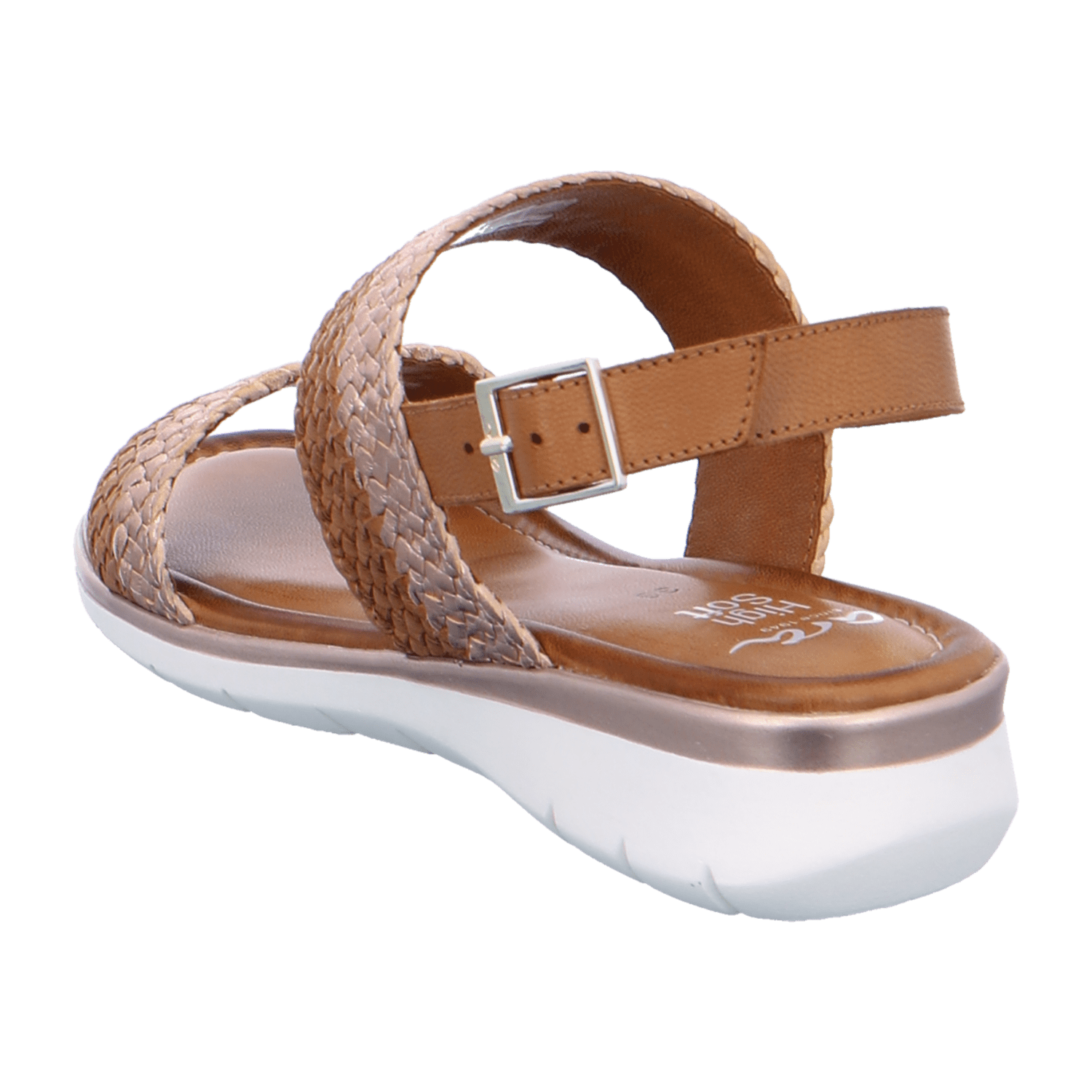 ARA KRETA Women's Ankle Strap Leather Sandal with Buckle in Brown