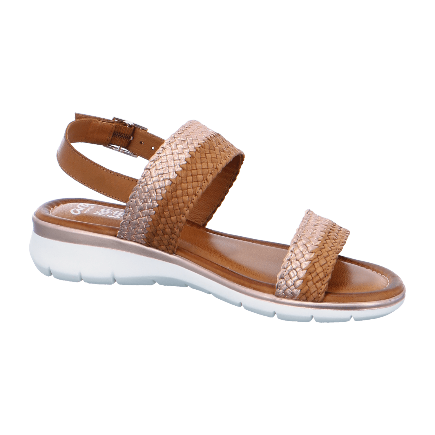 ARA KRETA Women's Ankle Strap Leather Sandal with Buckle in Brown